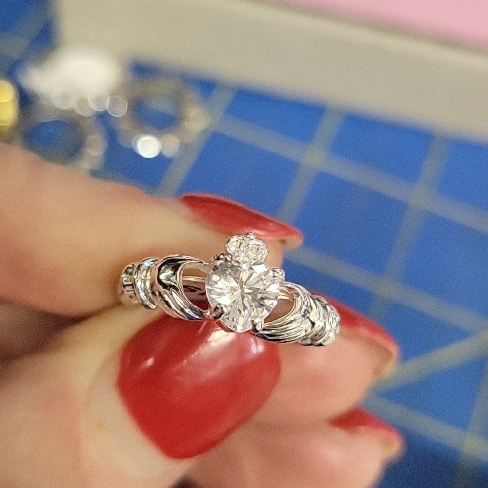 Rhinestone Faux Diamond Cocktail Silver Ring